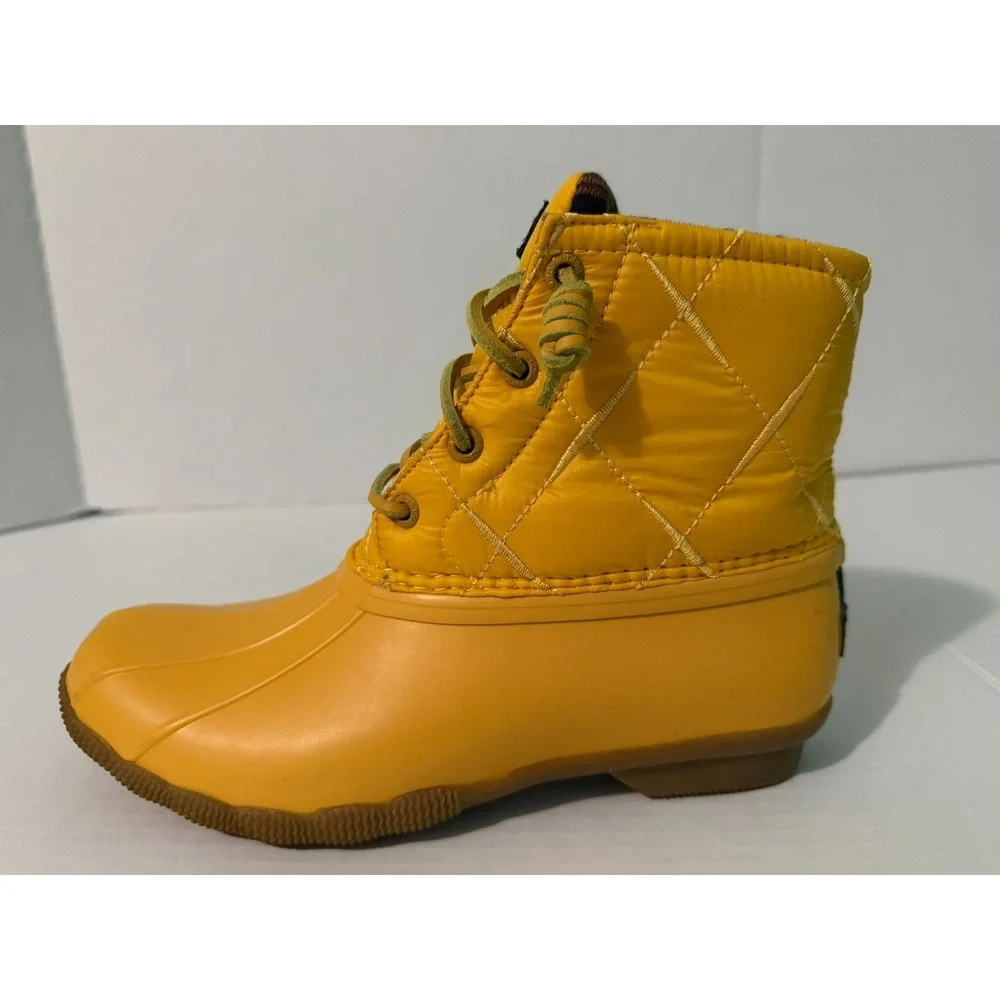 Sperry Saltwater Yellow Quilted Waterproof Duck Boots‎ STS85532 Womens 7